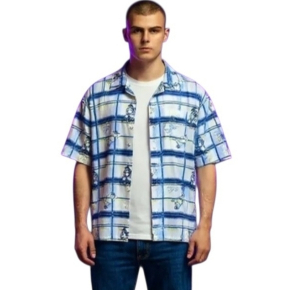 Vtg Southpole Button Up Shirt Mens XXL Blue Y2K Hip Hop Graphic  Streetwear